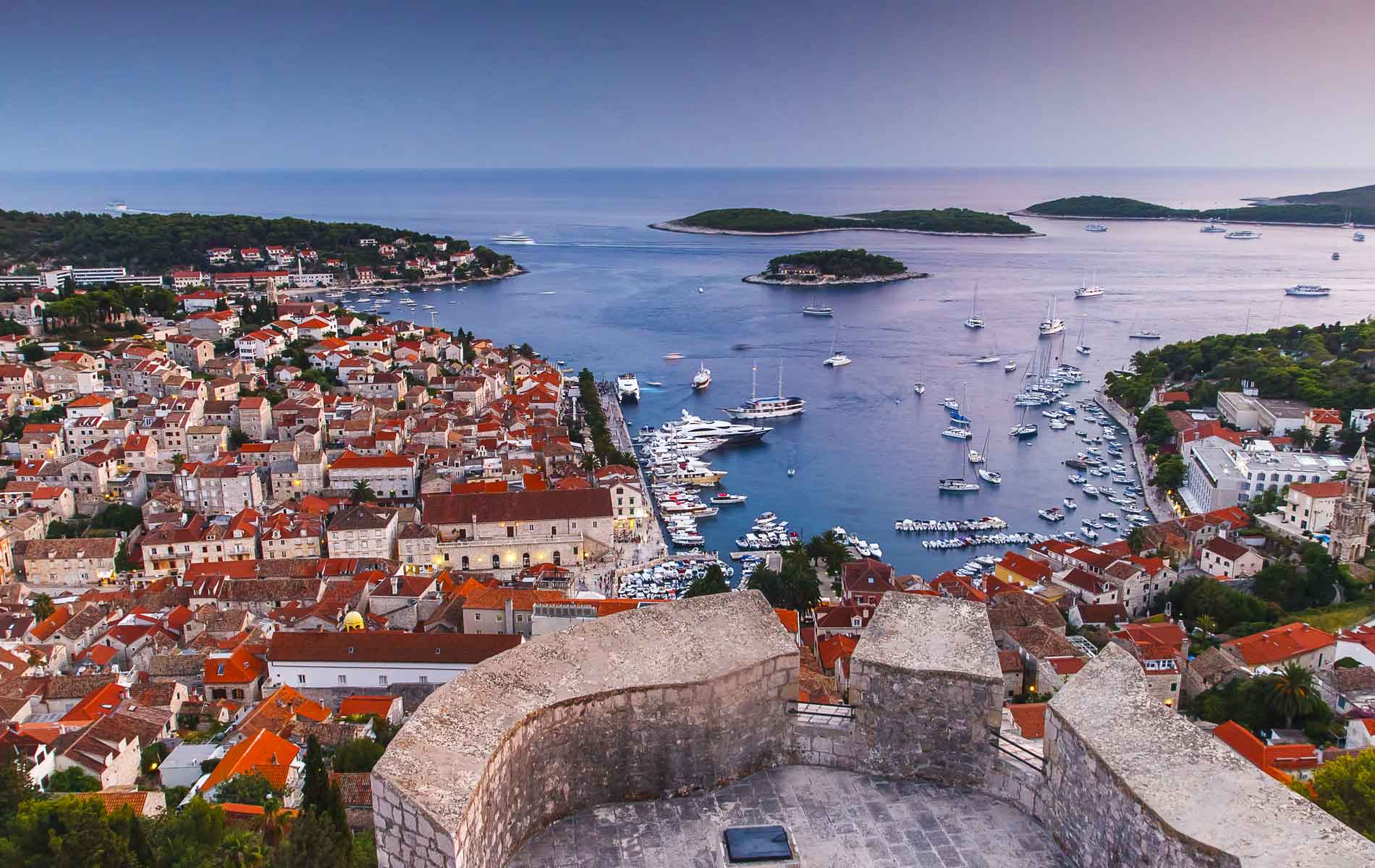 A view over the port city of Hvar, Croatia