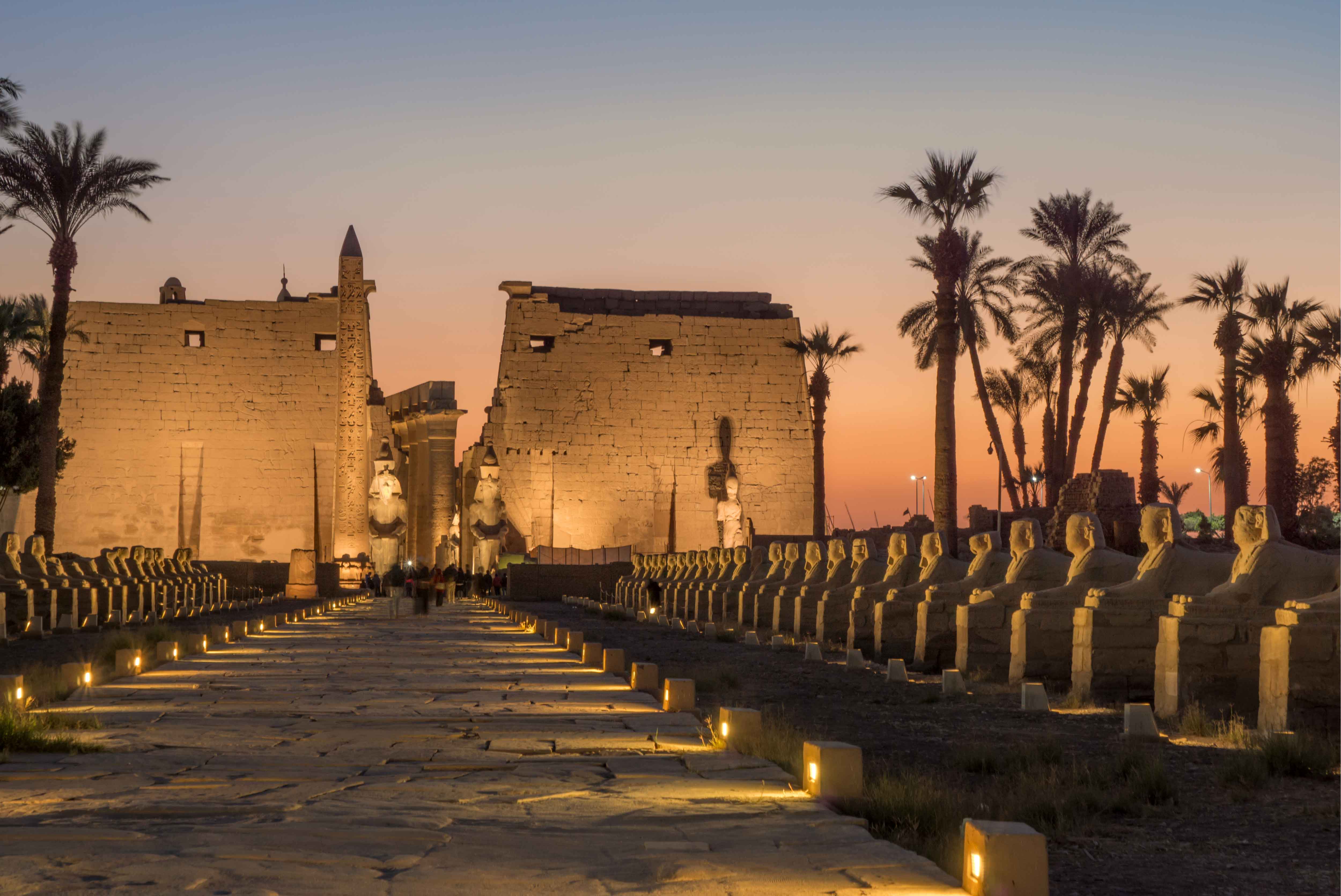 The Luxor Temple at dusk