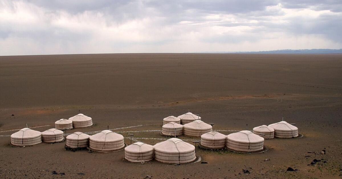  A ger camp in Mongolia. Ger have been the primary style of home in Central Asia, particularly Mongolia, for thousands of years.