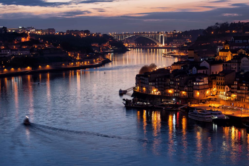 Dusk over the Douro in Porto, Portugal