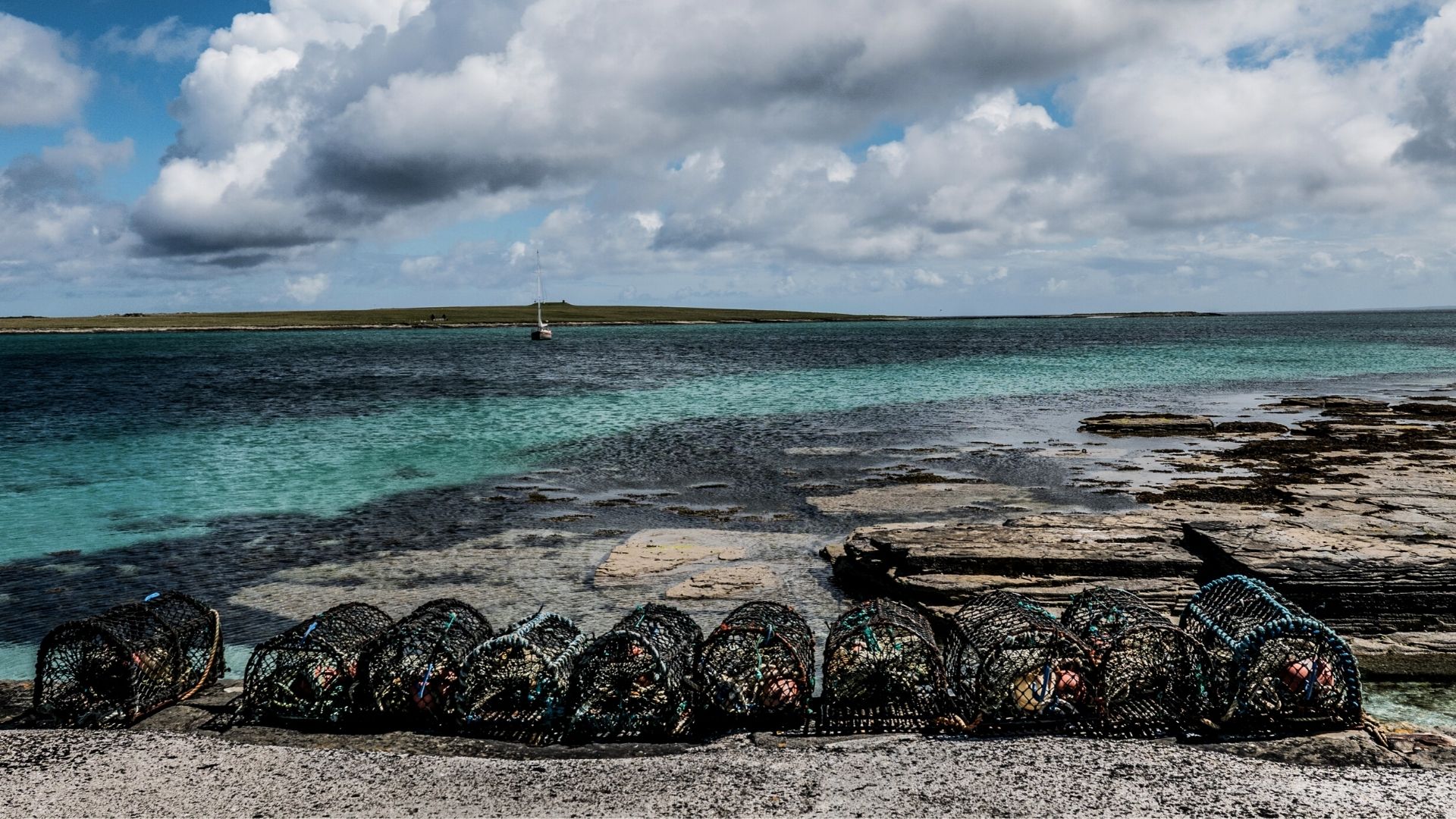 Lobster traps in Westray in the Orkney Islands